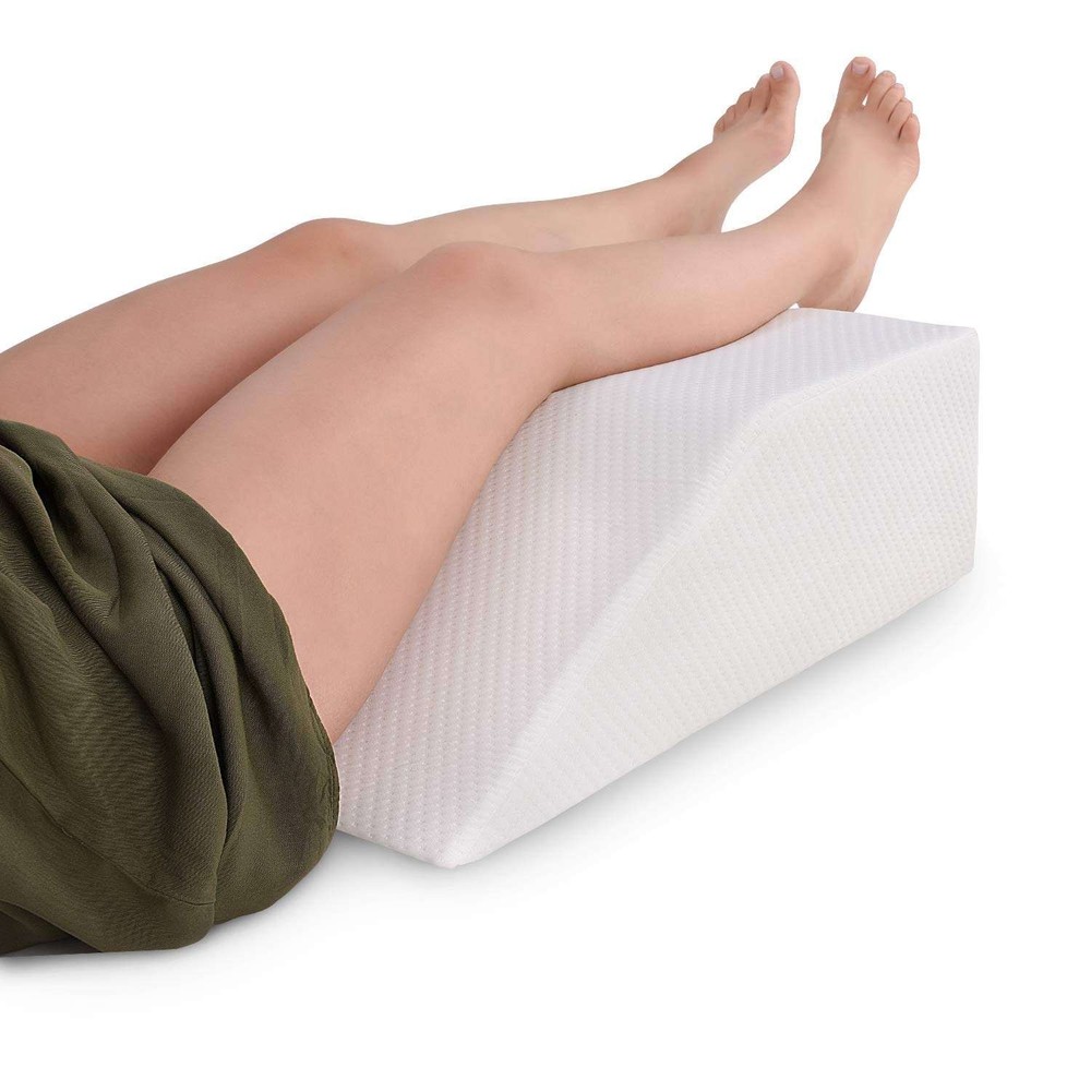 Abco Tech Wedge Elevating Leg Rest Pillow With Memory Foam Top - Leg Pain Relief-image