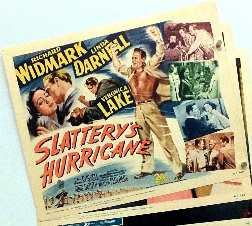 SLATTERYS HURRICANE Movie LOBBY CARD SET (8) RICHARD WIDMARK Linda Darnell 1949