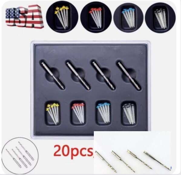 AAA Dental High-Intensity Fiber Resin Post with 20 & 4-Drill Screw Thread Quartz Core-image