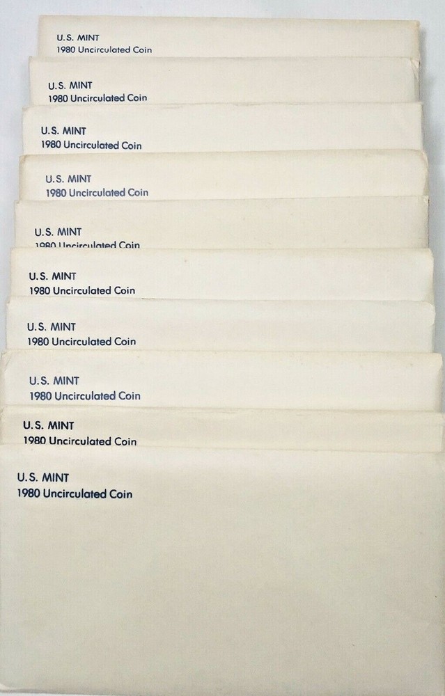 1980 US Mint Sets P & D Lot of 10 with 30 Susan B Anthony Coins UNC