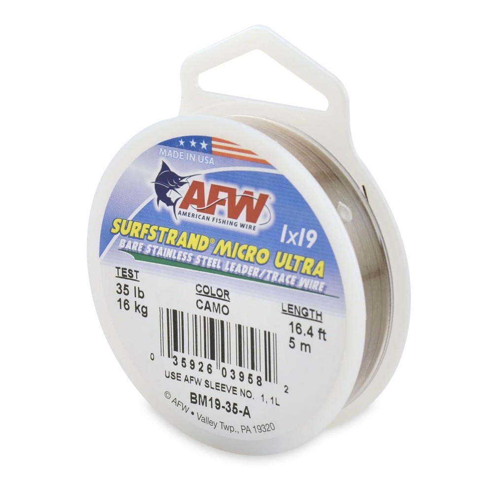 American Fishing Wire Surfstrand Micro Ultra, Bare 1x19 Stainless Steel Leade...