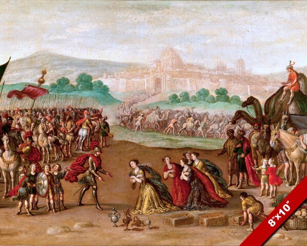 ABIGAIL PRESENTING GIFTS TO KING DAVID PAINTING BIBLE ART REAL CANVAS PRINT-image