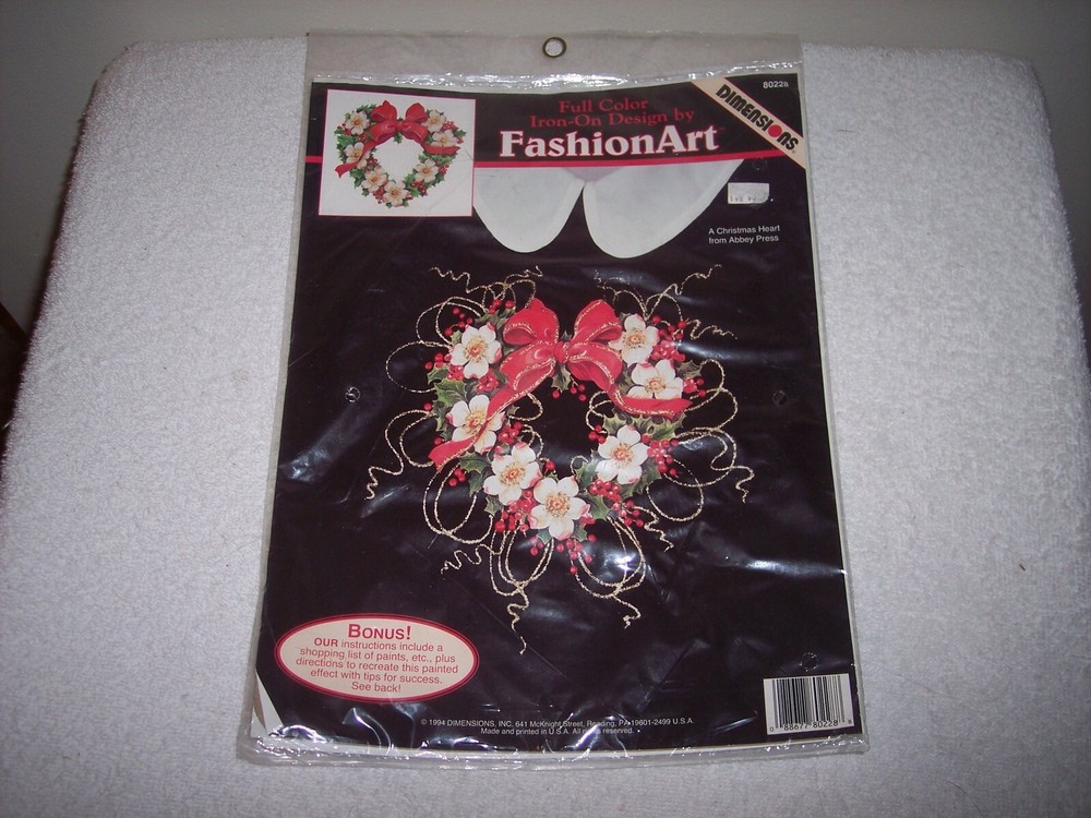 Vintage 1994 Abbey Press Christmas Heart Iron-On Fashion Art Brand New-image