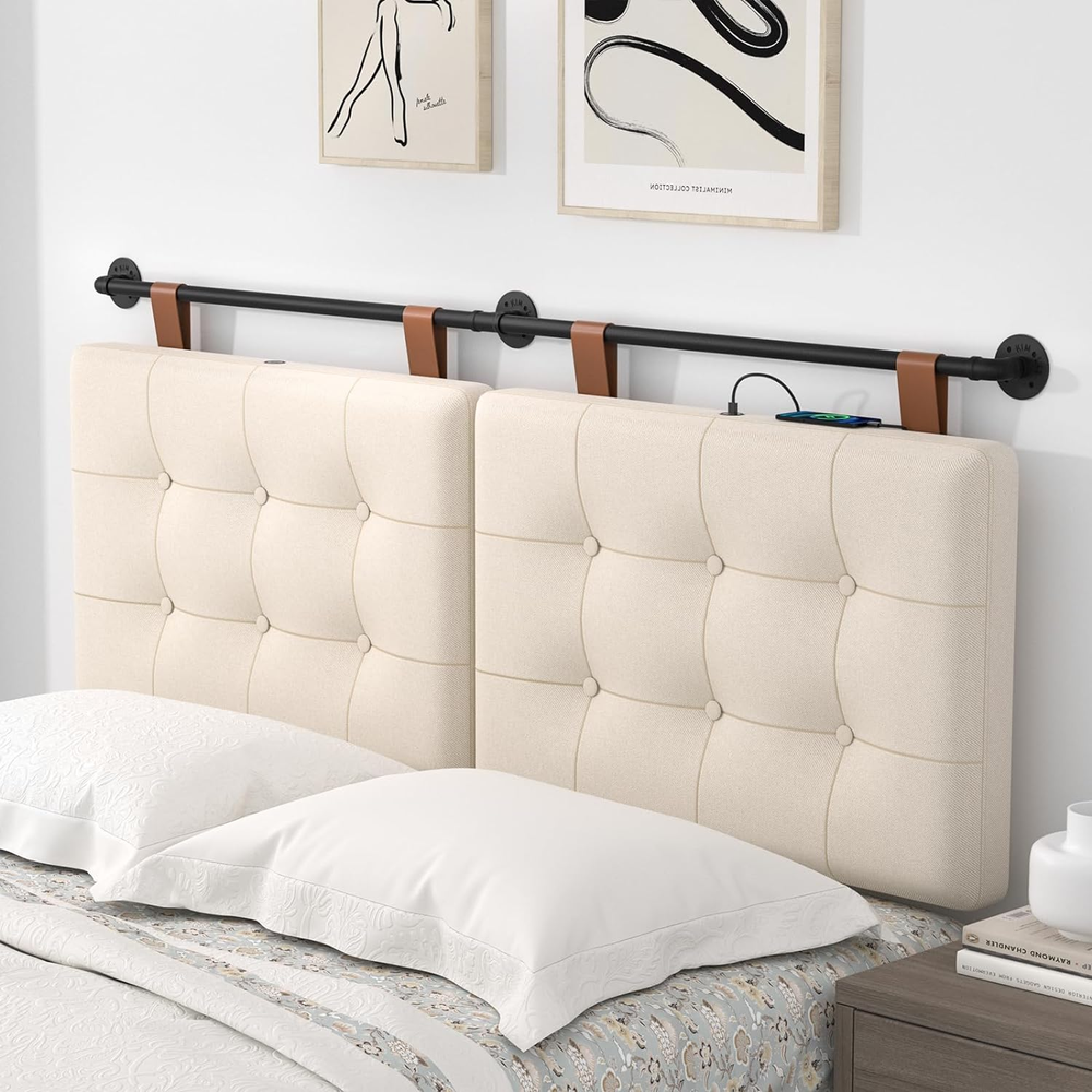 Queen Headboard,Wall Mounted Headboard Queen for Bed with Linen Upholstery and B