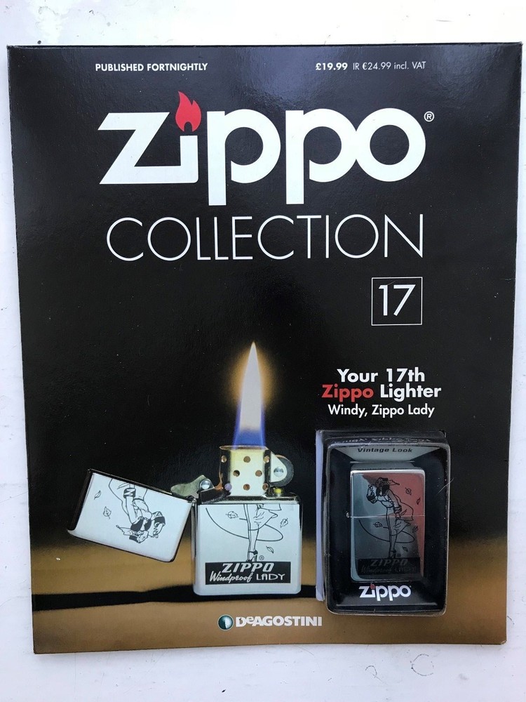 DEAGOSTINI ZIPPO LIGHTER COLLECTION WINDY ZIPPO LADY ISSUE 17 & MAGAZINE