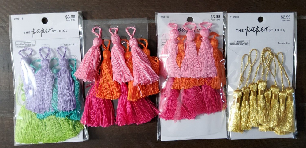 Paper Studio Bright Tassels Pack - 4 Packs 36 Pieces 16 Dollar Value
