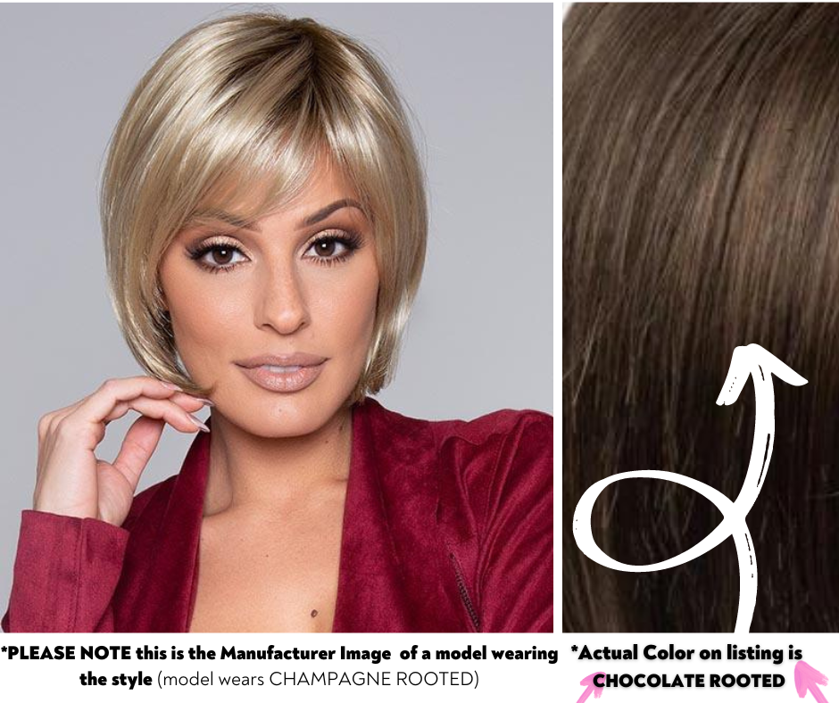 Open Box ellen wille French | Synthetic Lace Front Wig (Mono Part) Chocolate R