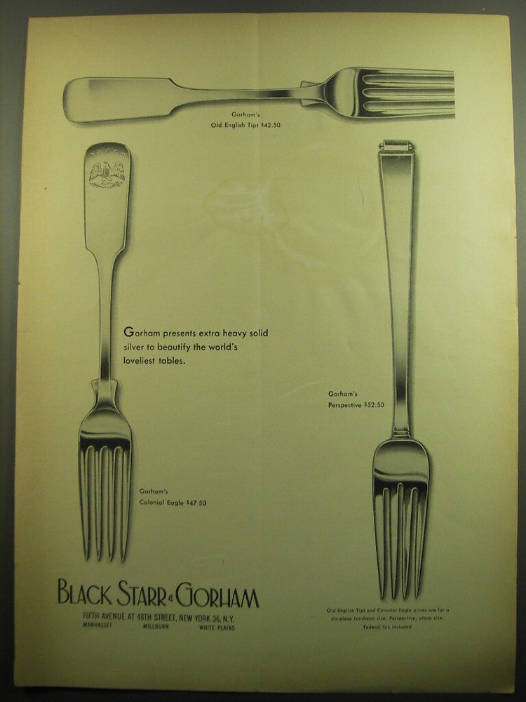 1960 Black Starr & Gorham Silverware Advertisement