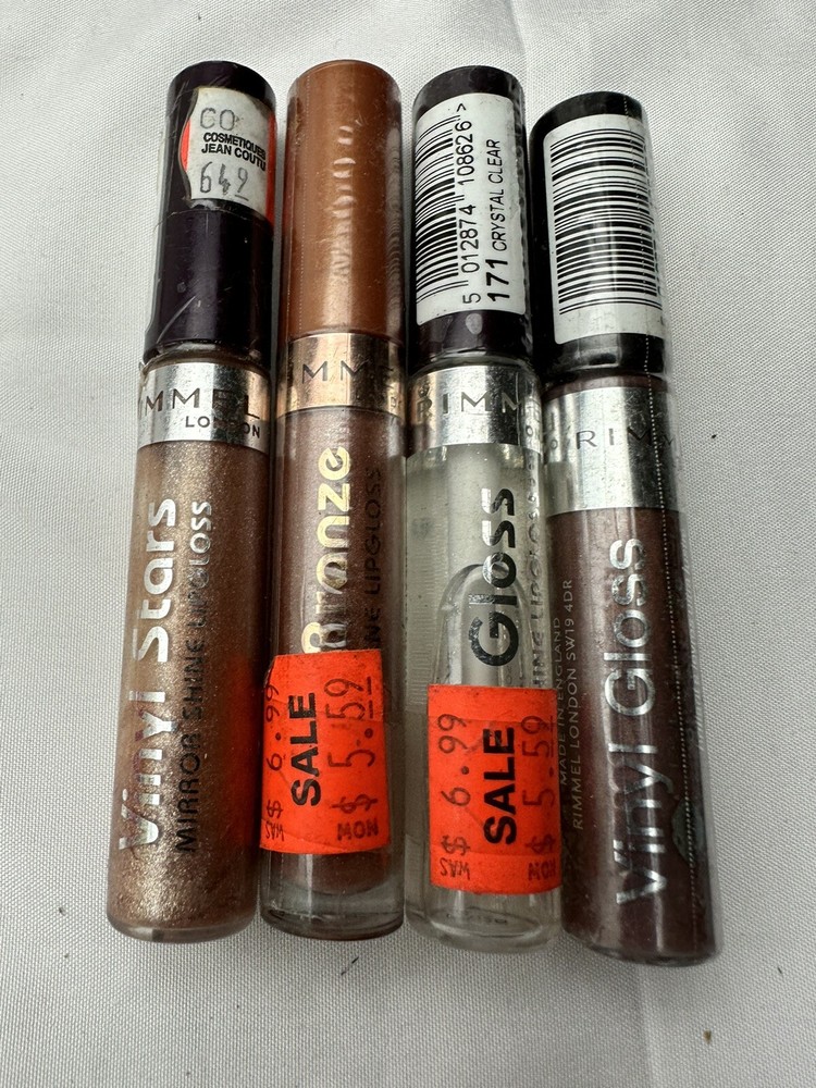 4 Tubes Rimmel Vinyl Gloss Mirror Shine Lipgloss in Bronze Stars