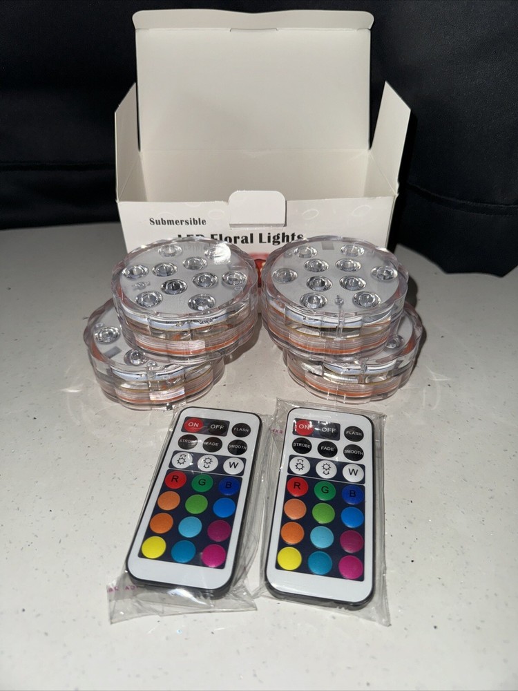 Submersible Party Led Lights Battery Operated Spot Lights with Remote RGB 4 Pack