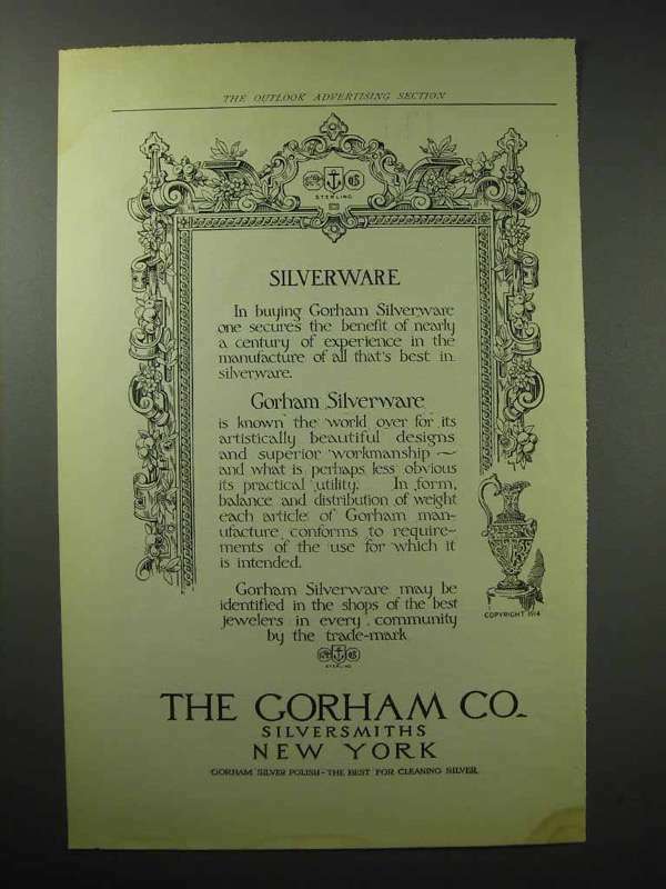 1914 Gorham Sterling Silver Flatware Advertisement - Vintage Silverware Ad
