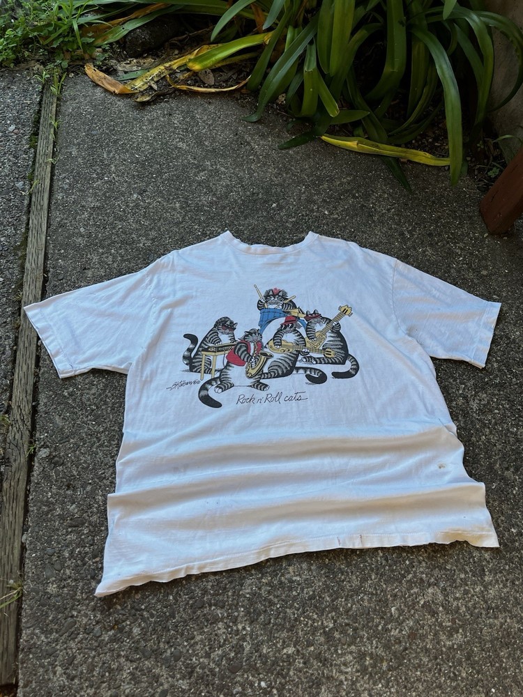 Vintage NOS B Kliban Cat T-Shirt Mens M NWT Crazy Shirts USA Rock N Roll 80s