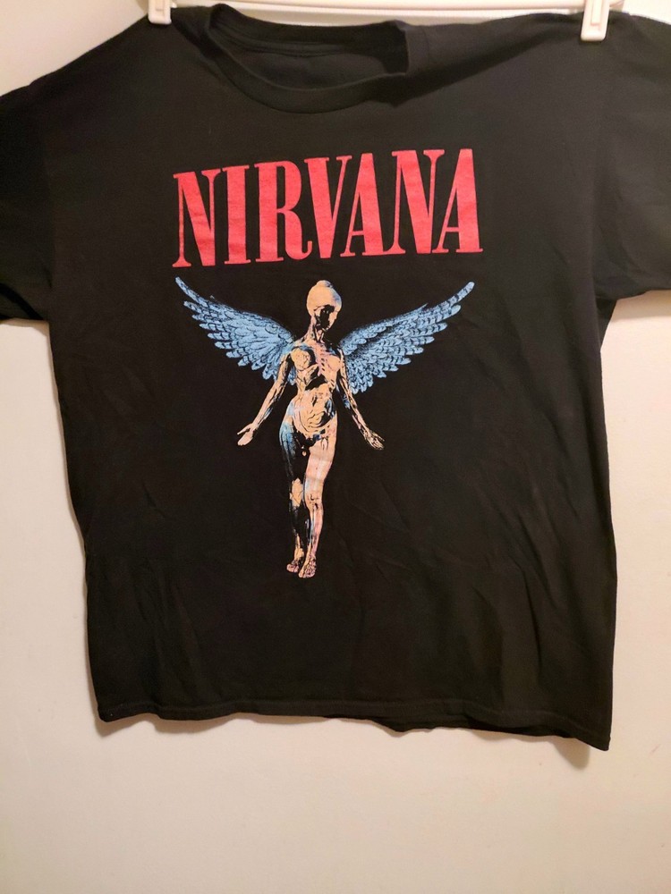 Nirvana Shirt Mens Black 2XL XXL Biker Heavy Metal Music Rock Kurt Cobain