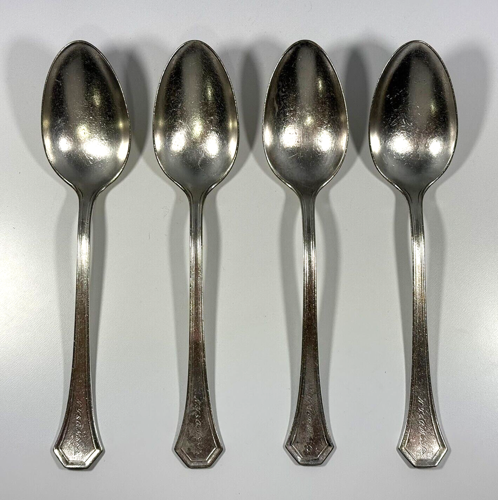 Set of 4 New York, Cuba Steam Line Silver Plated Tablespoons by Reed & Barton