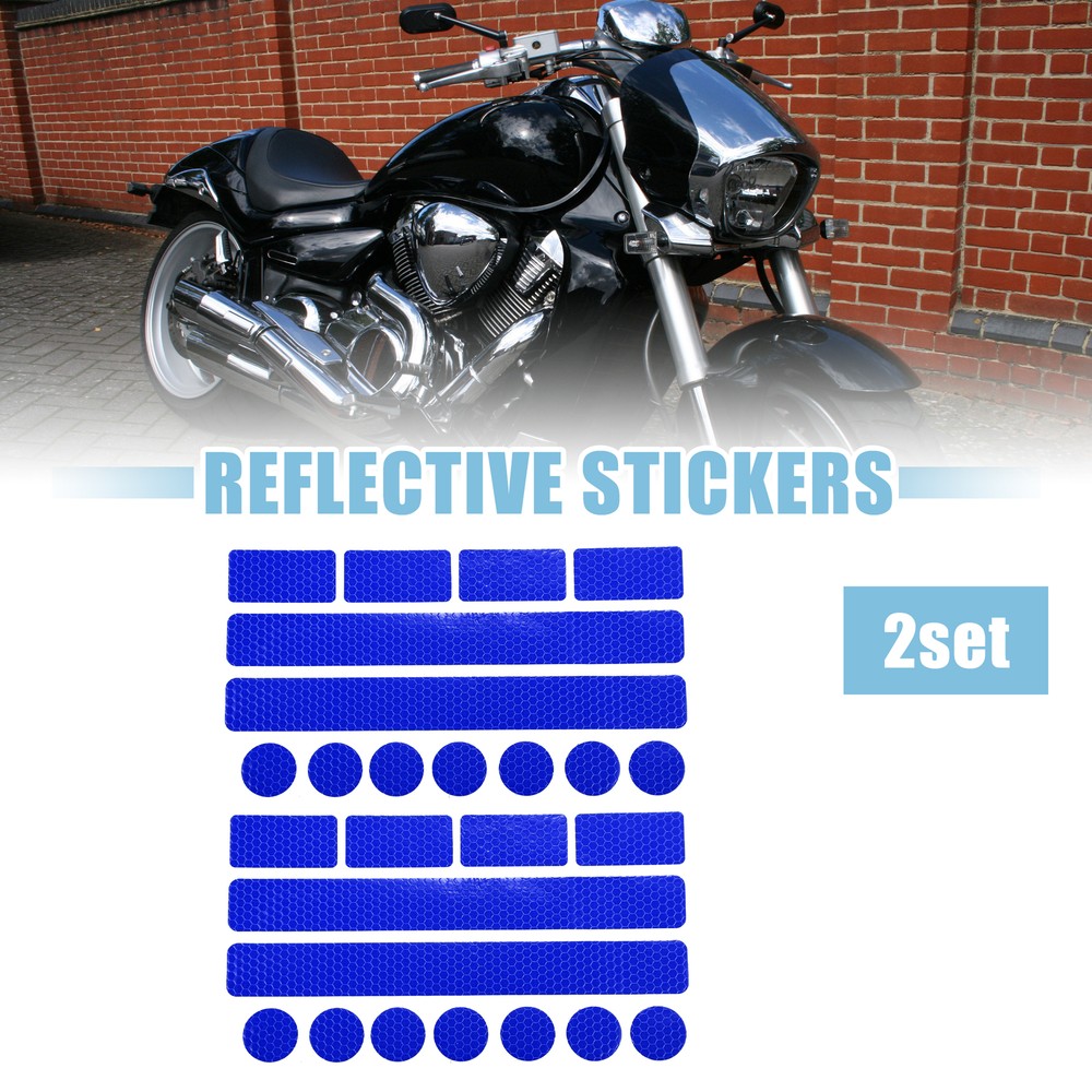 2 Set Reflective Safety Warning Strip Tape Sticker for Auto Motorcycle Blue
