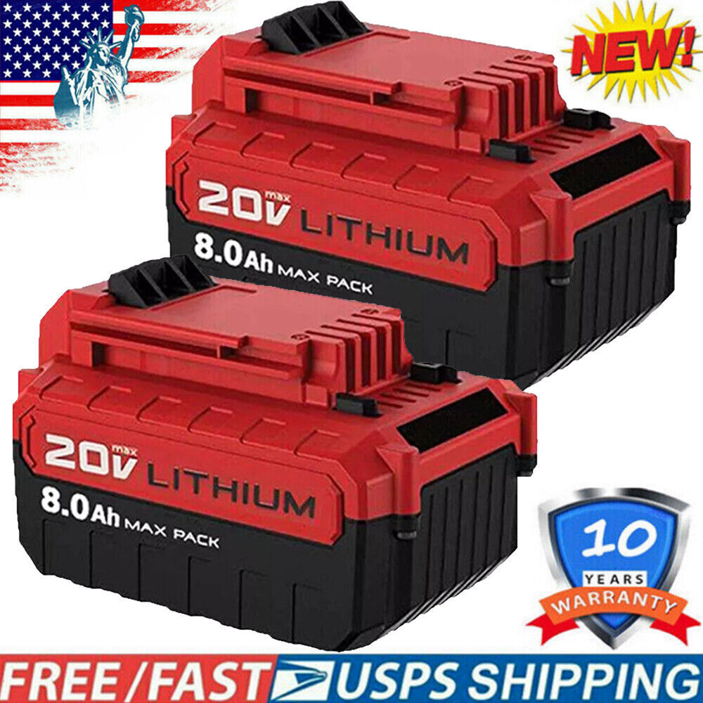 2PACK 20 Volt Lithium-Ion 8.0Ah Battery for PORTER CABLE 20V Max PCC680L PCC685L