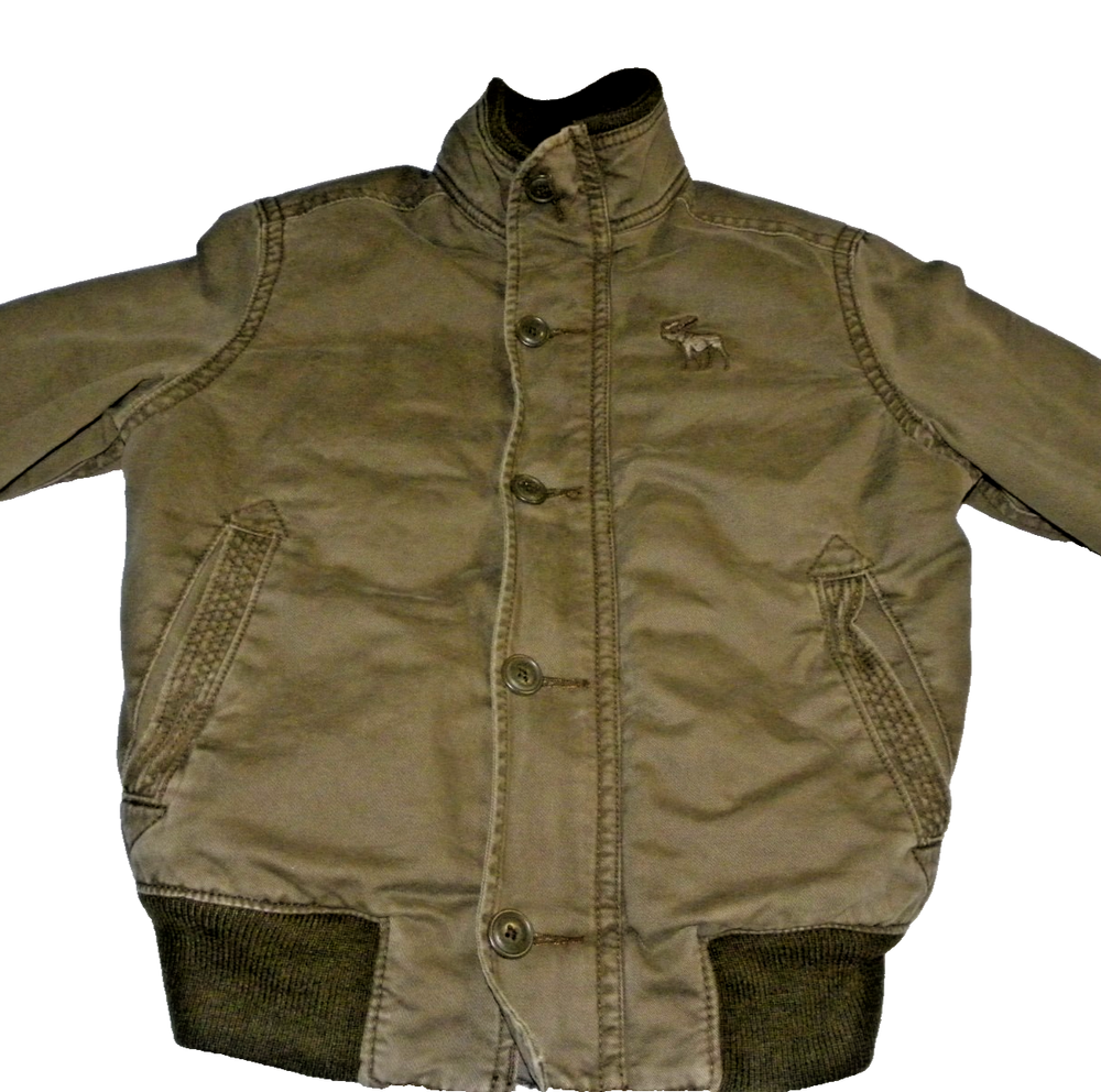 Vtg Abercrombie Jacket M Brown Faux Fur Lined Moose Logo Vintage Cotton Canvas-image