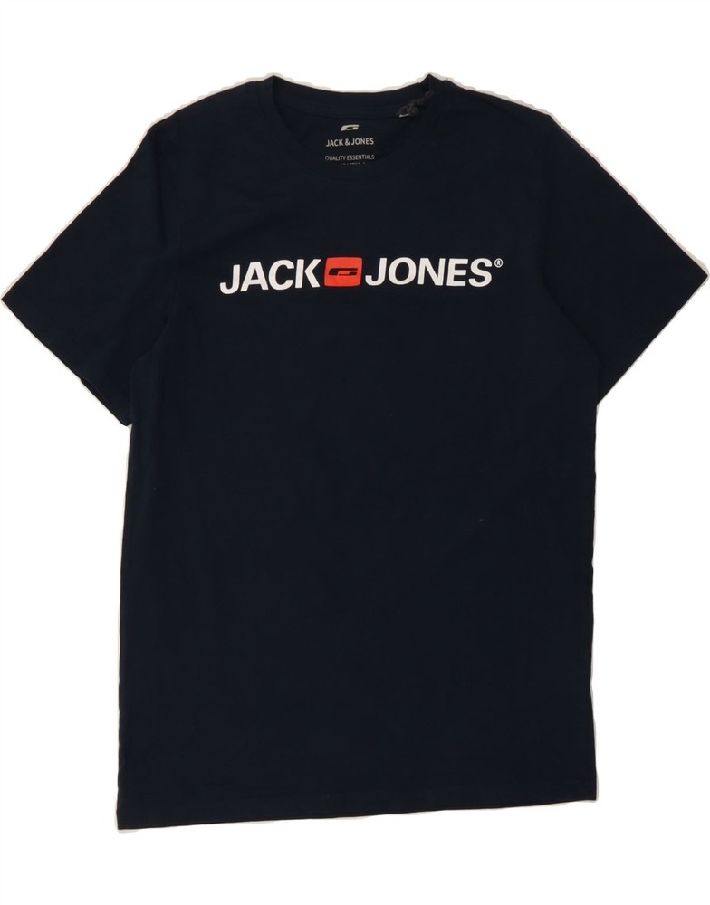 JACK & JONES Men's Navy Blue Cotton Graphic T-Shirt Size Medium MC14