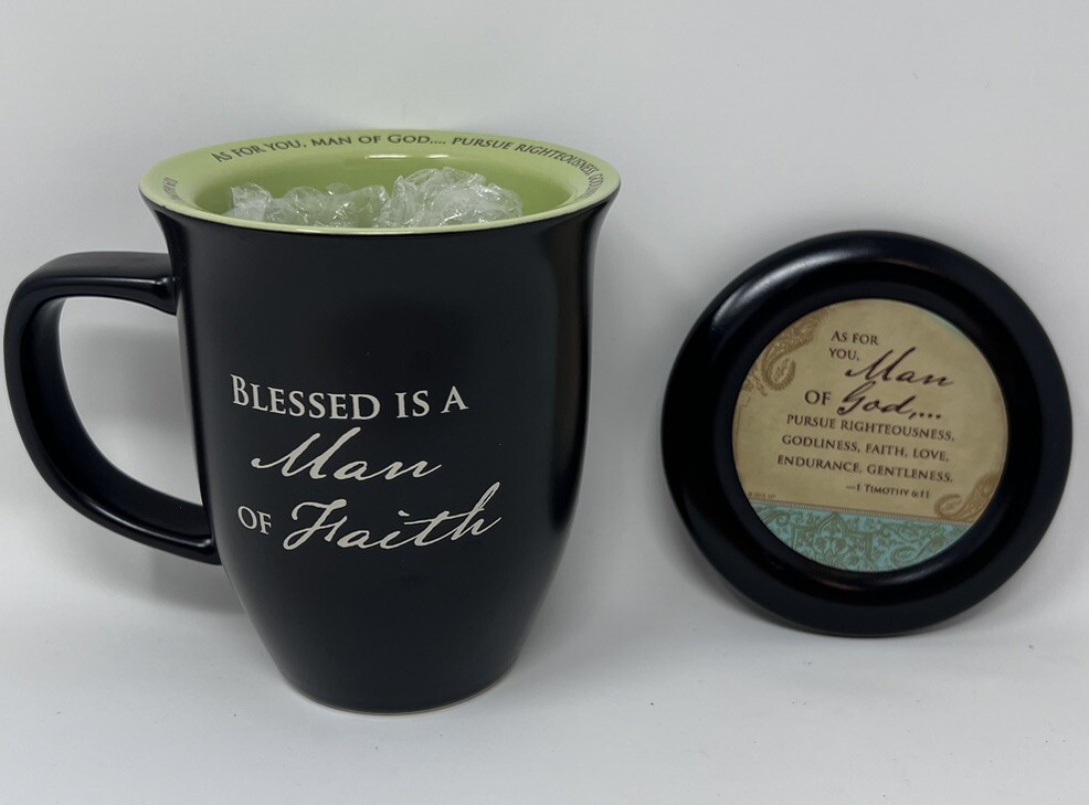Abbey Press Blessed Is A Man of Faith Scripture Coffee Mug Cup Coaster Set-image