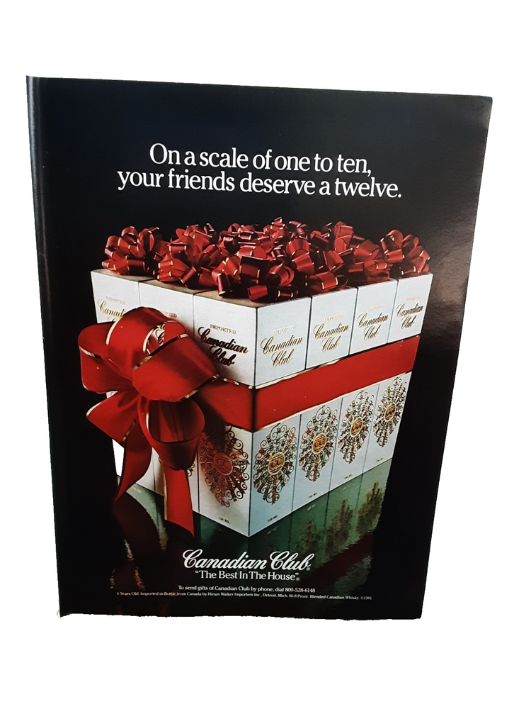 Vintage 1981 Canadian Club Whiskey 12 Pack Gift Set with Red Ribbon Box-image