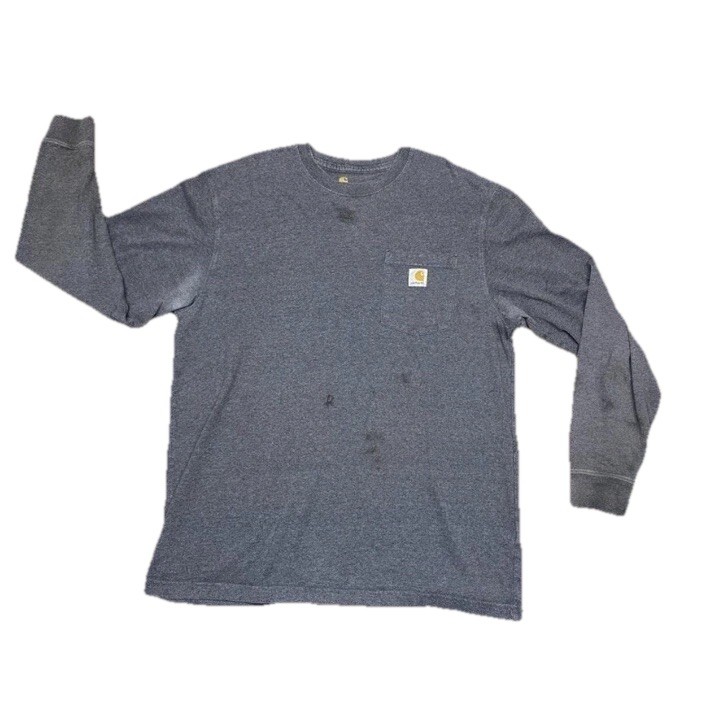 Carhartt Men’s Long Sleeve Pocket T-Shirt Large Gray Original Fit Distressed