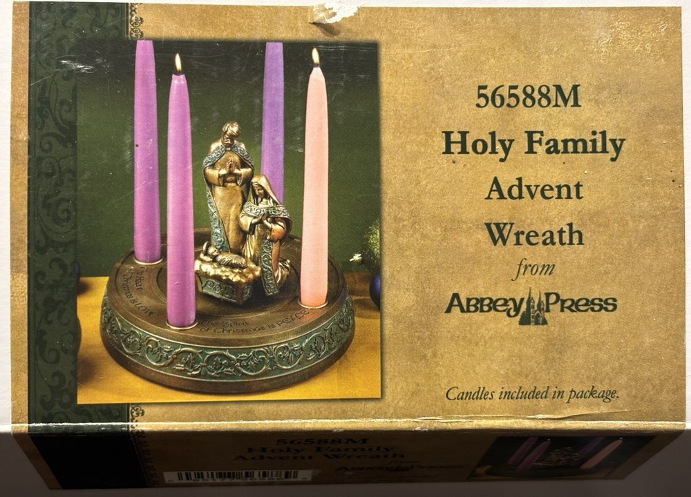 Holy Family Advent Wreath 56588M from Abbey Press - Nativity Candle Holder Set-image