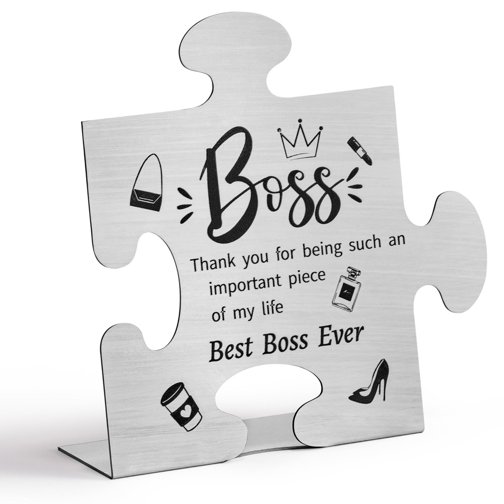 Boss Lady Gifts Desk Sign for Women - Pink Boss Lady Desk Sign Stainless Stee...