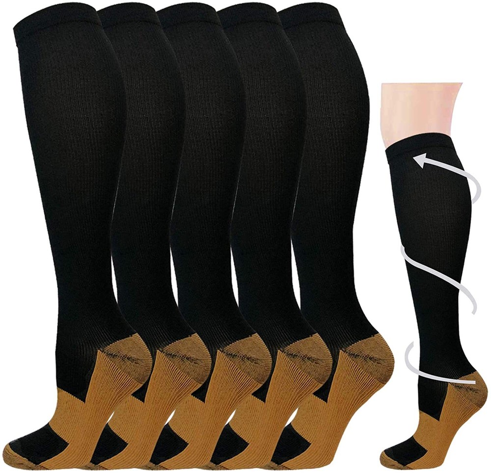 3 Pairs Compression Socks (8-15mmHg) Moisture Wicking Support Stocking S-XXL
