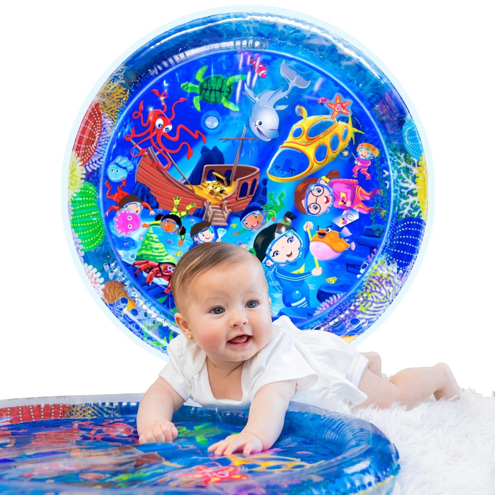 Baby Tummy Time Water Mat, Premium Activity Center Promoting Baby Motor & Sen...
