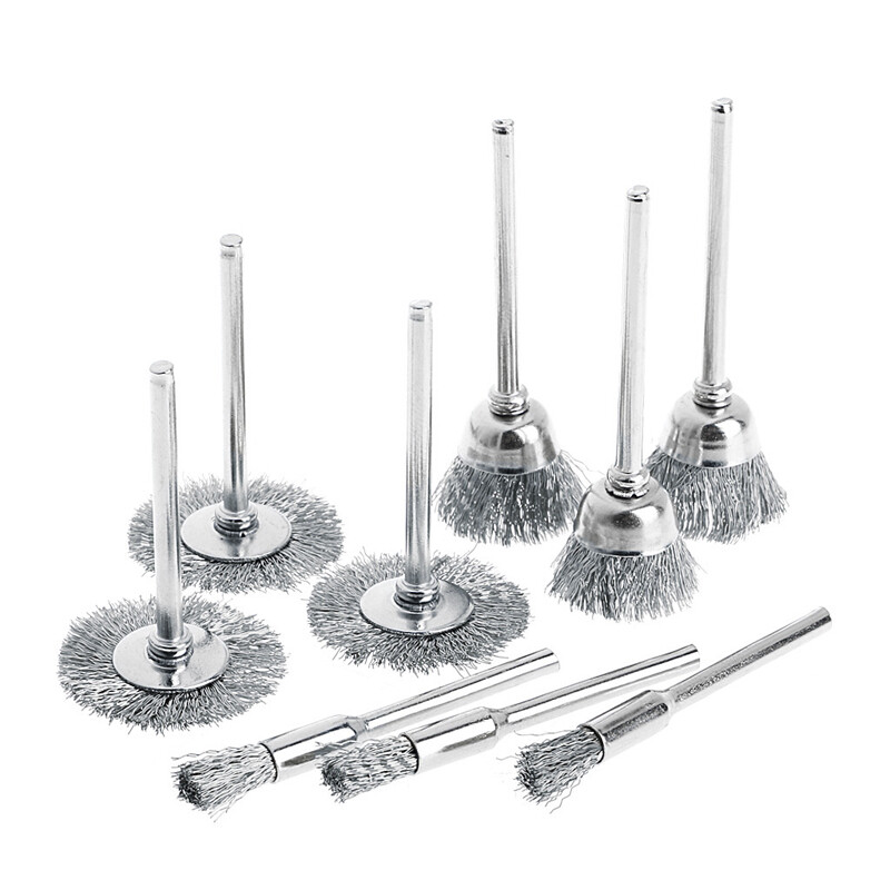 9 Steel Wire Wheel Brushes for Die Grinder Rotary Electric Engraving Tool