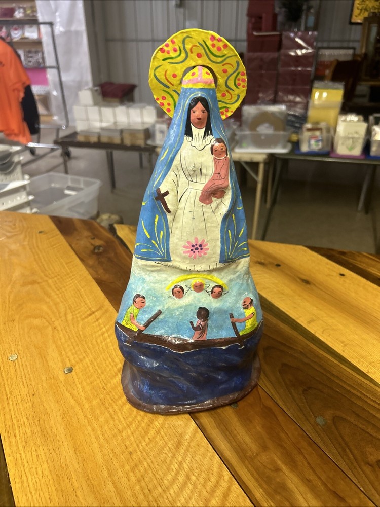 Vintage Paper Mache Cuban Folk Art Doll 15 Inch Hand Made