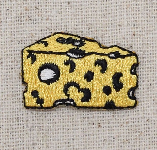 Small Swiss Cheese Wedge - Yellow/Food - Iron on Applique/Embroidered Patch
