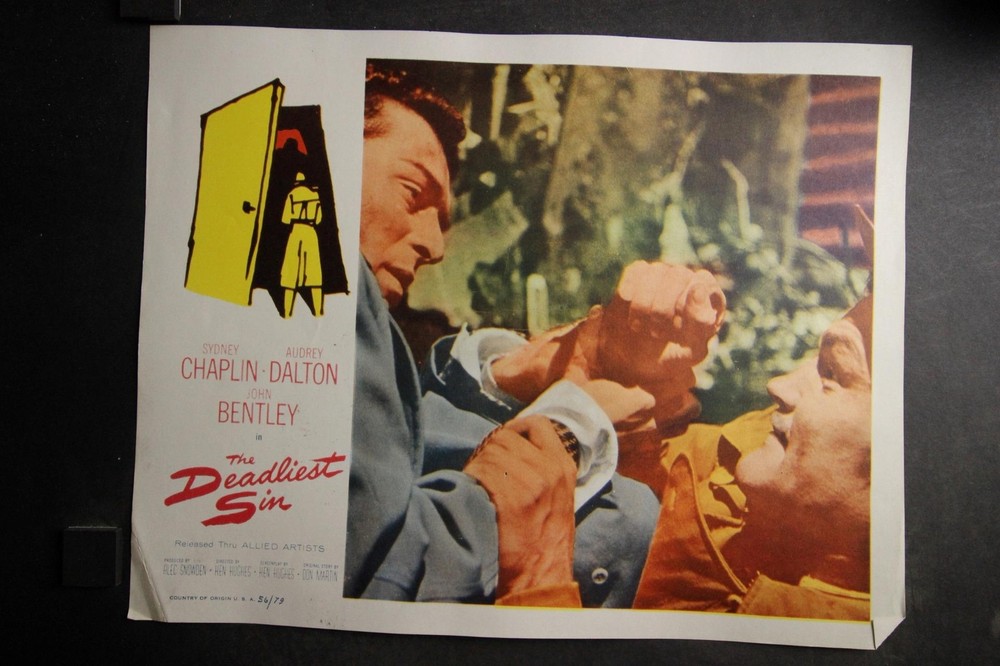 PARTIAL SET of 7 1956 DEADLIEST SIN MOVIE LOBBY CARDS~AUDREY DALTON~CHAPLIN~
