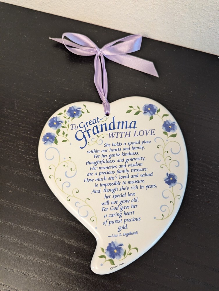 Abbey Press - Great-Grandma Heart-Shaped Ceramic Plaque - Lisa O. Engelhardt VGC-image