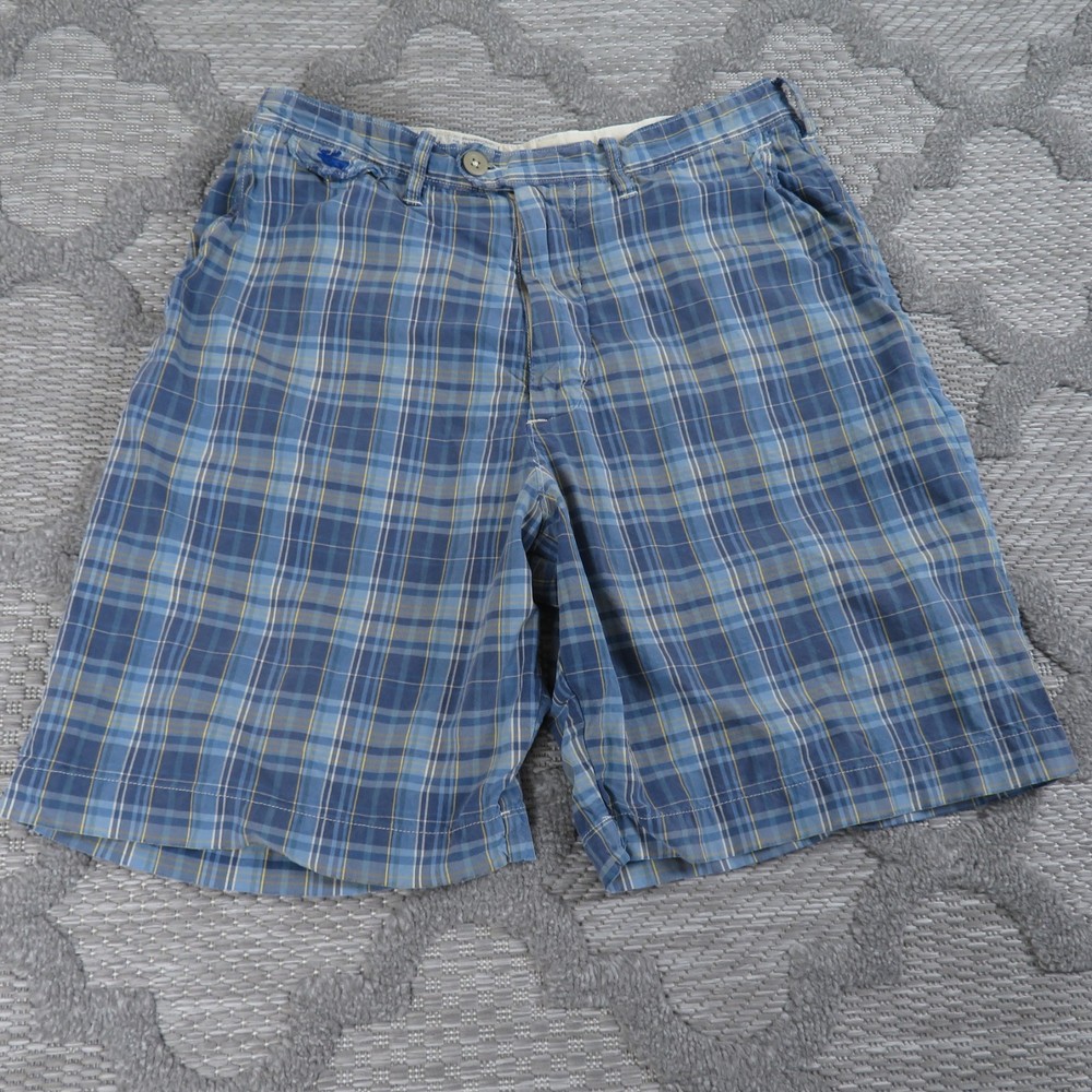 Abercrombie & Fitch Shorts Mens 32 Blue Madras Moose Surf Preppy Casual A&F Y2K-image