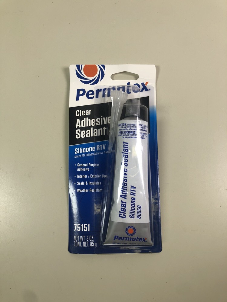 Permatex 75151 RTV Clear Silicone Flexible Sealant Waterproof Adhesive 3 OZ Tube