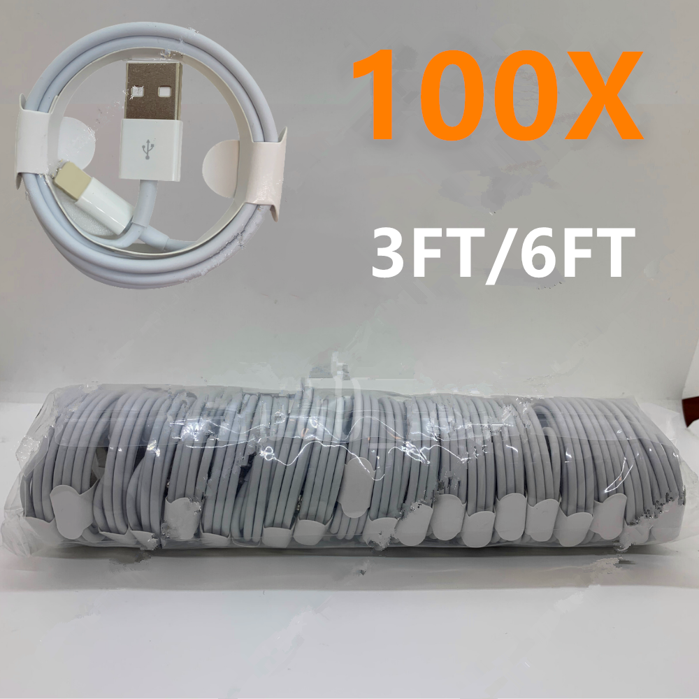 100X 3/6FT iPhone Charger Cable Bulk USB Charging Cord for iPhone 13 12 11 8 6