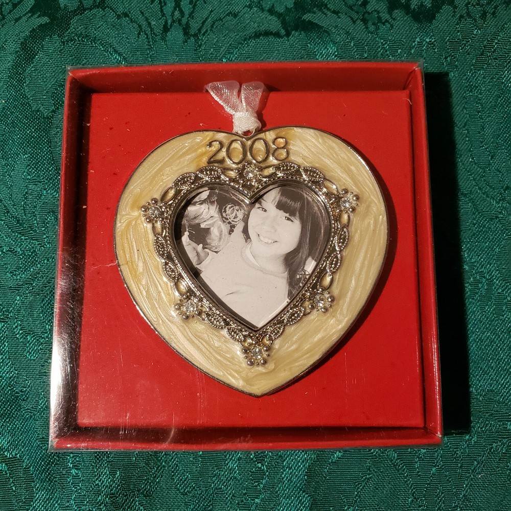 Aaron Brothers Christmas 2008 Heart Photo Ornament New in Sealed Box NIB-image