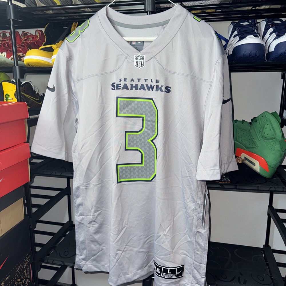 Russell Wilson Seattle Seahawks Nike Atmosphere Fashion Game Jersey Gray Size L