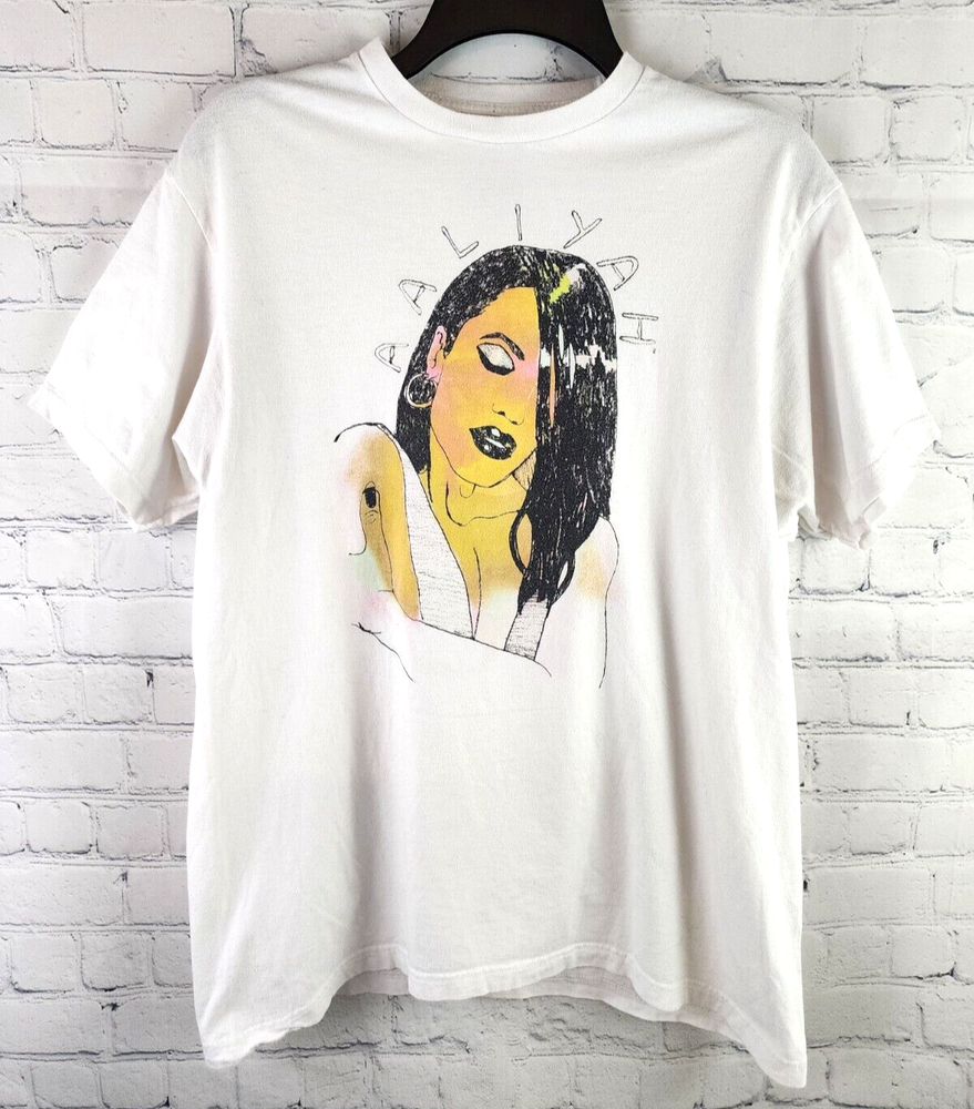 Aaliyah Brand Men's Shirt Graphic Size Large Cotton Graphic Art Singer Sketch-image