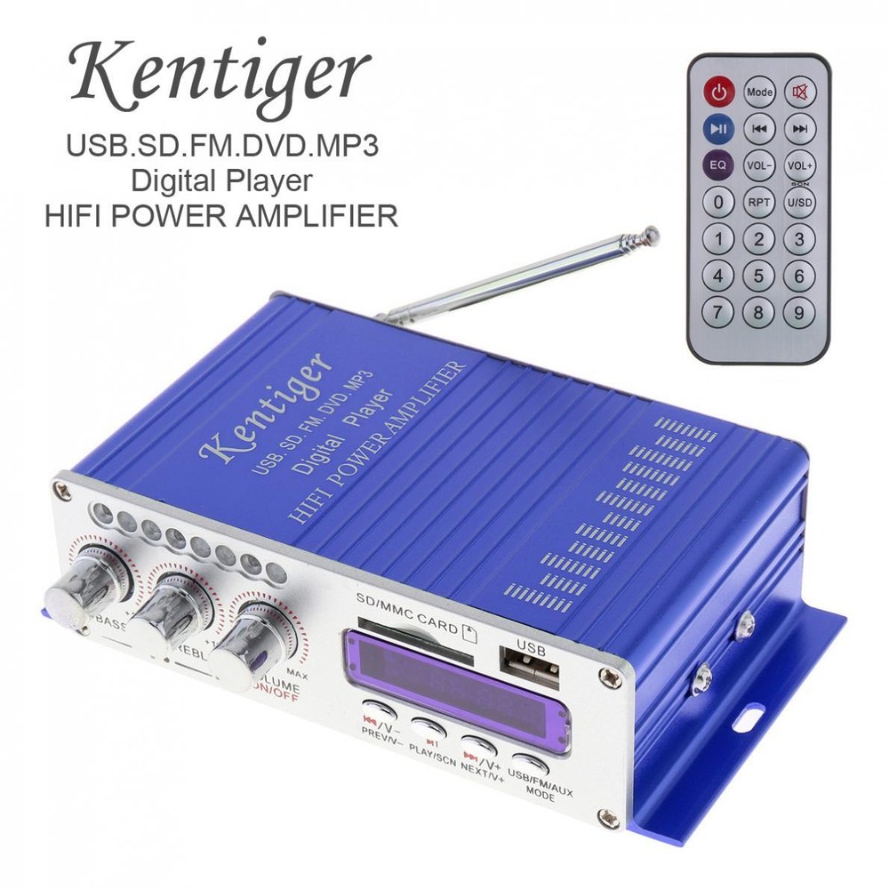 Car Digital Power Amplifier Hi-Fi 2CH USB Music Player MP3 FM Stereo Audio Amp