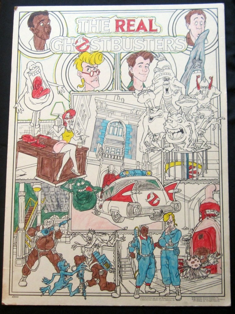 Vintage 1984 The Real Ghostbusters TV Cartoon Show Cardboard Poster 16x22