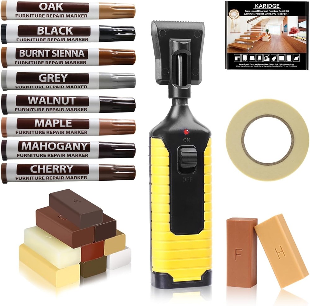 Laminate Vinyl Floor Repair Kit with Heat Pen, 11 Colors Hardwood Floor Wax Wood