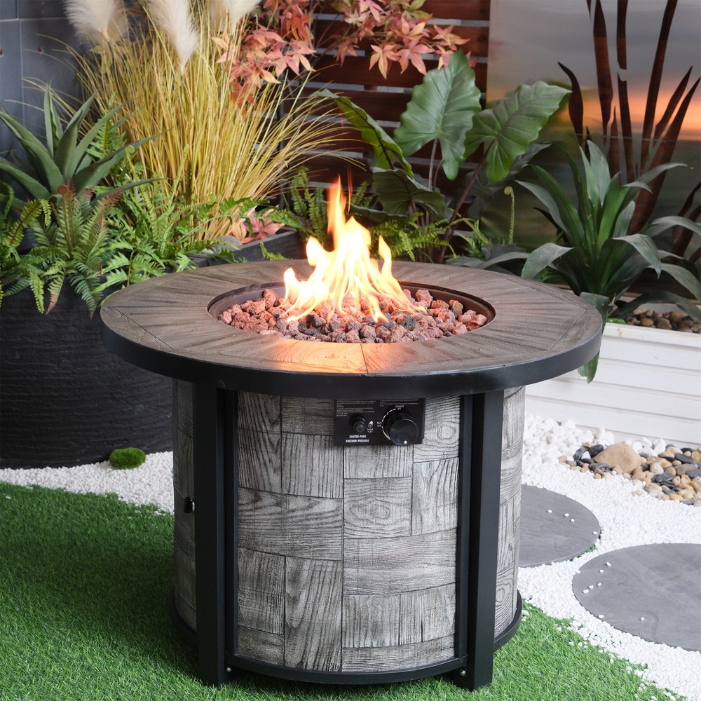 Outdoor Propane Fire Pit,Square Stonecrest Gas Fire Pit for Outside Patio,C