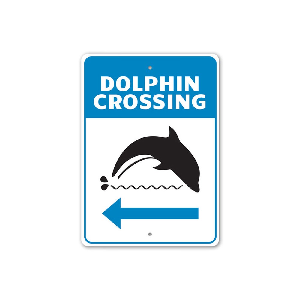 Dolphin Crossing This Way Beach Arrow Sign, Dock Sign, Beach House Metal Decor