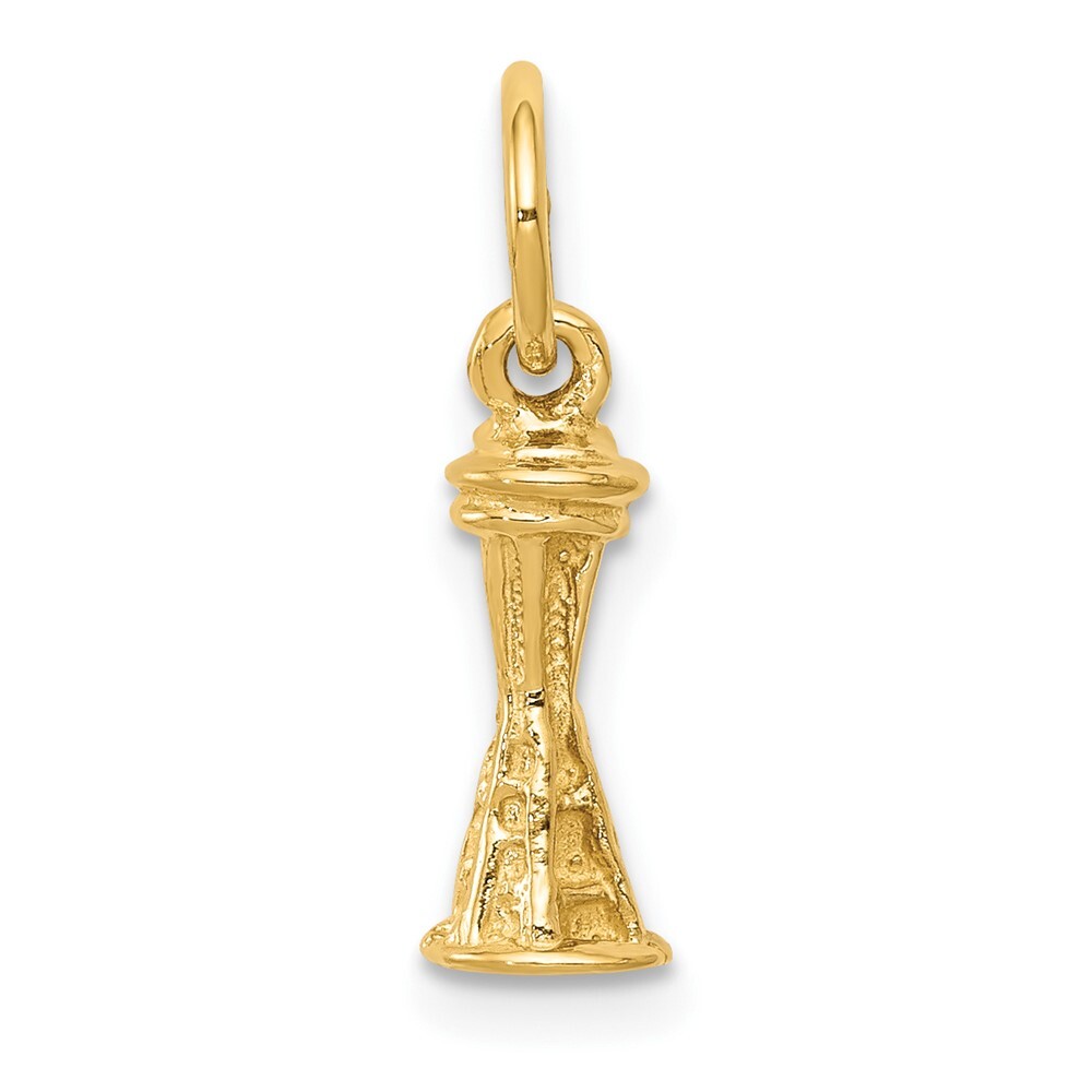 10K Yellow Gold Solid 3-D Space Needle Charm Pendant 0.73gm L-16.5 mm, W-5mm