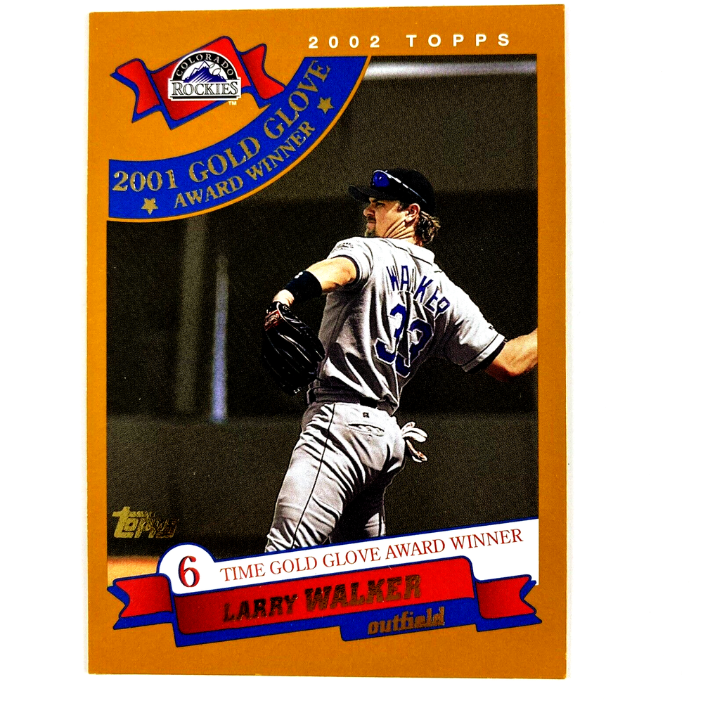 Larry Walker 2002 Topps Gold Glove Award Winner Card #713 MLB Colorado Rockies