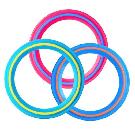 JEEFUD 11 inch Flying Disc Set for Kids and Adults - Blue Pink Turquoise - 3 Pack