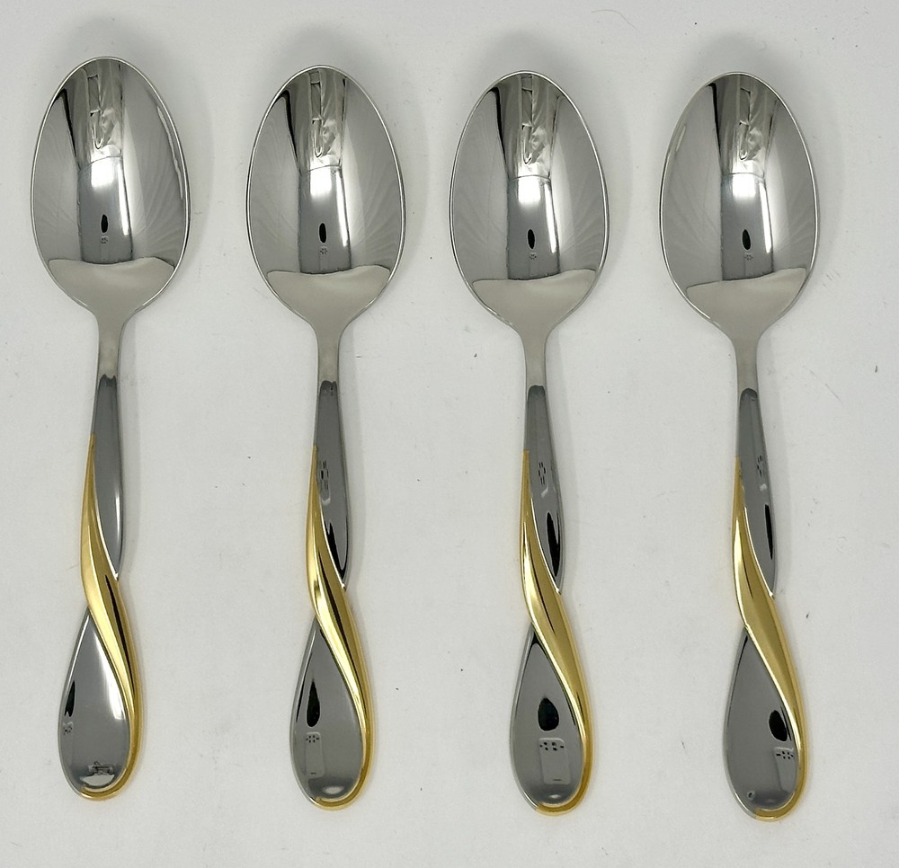 Oneida Golden Aquarius Set of 4 Dinner / Oval Bowl Soup Spoons 7
