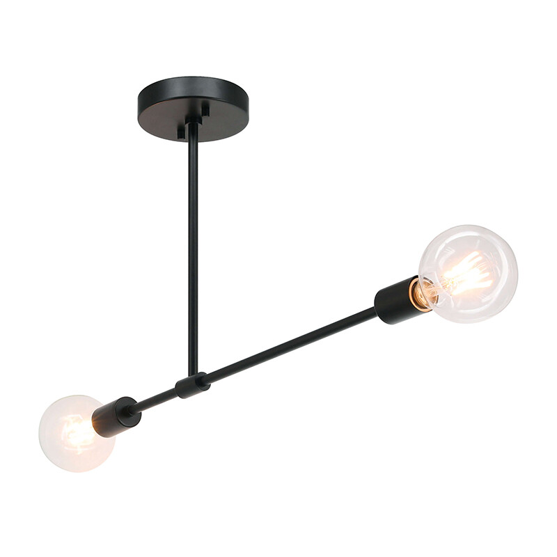 2 Light Semi Flush Mount Ceiling Light Sputnik Black Ceiling Light with LED Bulb